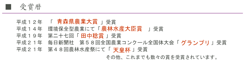 お米受賞暦