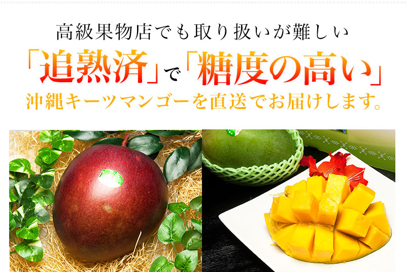高級果物店でも取り扱いが難しい「完熟」で「糖度の高い」沖縄健康マンゴーを直送でお届けします。