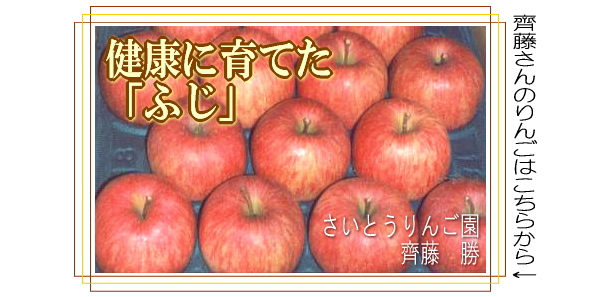 無化学肥料の青森健康りんご　さいとうりんご園『ふじ』