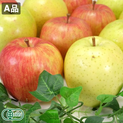 有機サンふじ 黄りんご 2色セット A品 10kg箱 有機JAS (青森県 北上農園) 産地直送